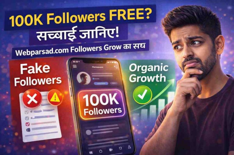 Webparsad.com Followers Grow, Instagram पर 1K, 10K और 100K फ़ॉलोअर्स बढ़ाने की सच्चाई 2026